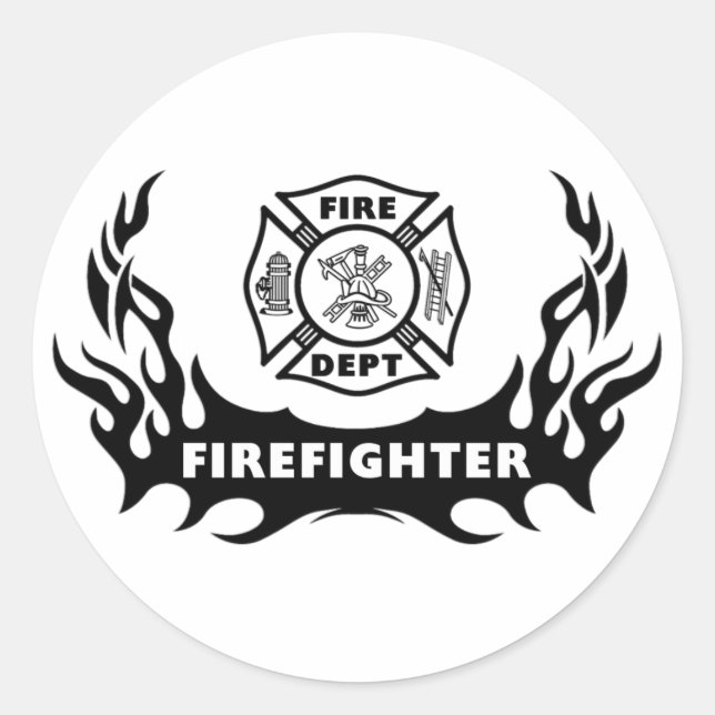 Firefighter Tattoo Classic Round Sticker (Front)