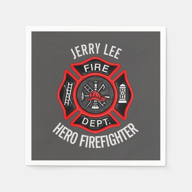 Firefighter Text Name Personalised Napkin (Front)