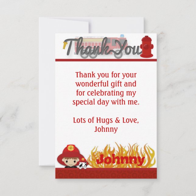 FIREFIGHTER Thank You 3.5"x5" (FLAT style) FF01A Card (Front)