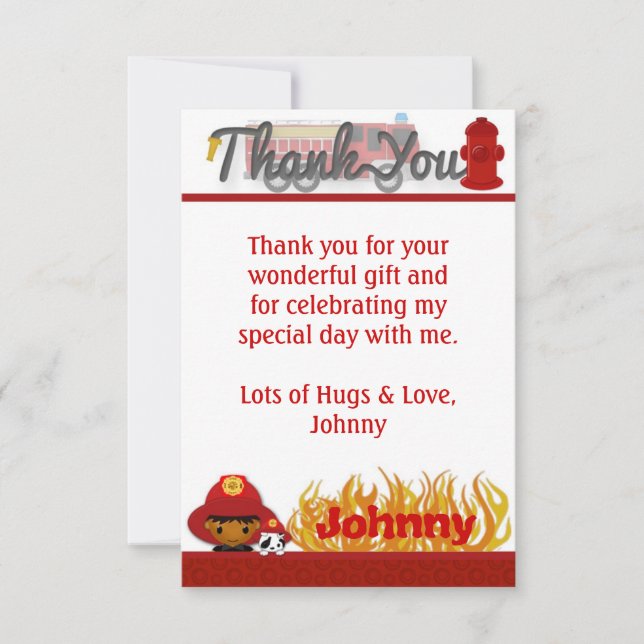 FIREFIGHTER Thank You 3.5"x5" (FLAT style) FF03B Card (Front)