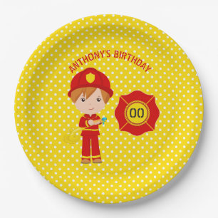 Firefighter themed Birthday Party personalised Paper Plate