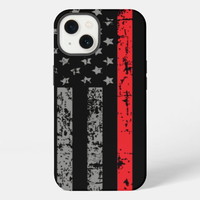 Firefighter Thin Red Line American Flag Fireman iPhone Case (Back)