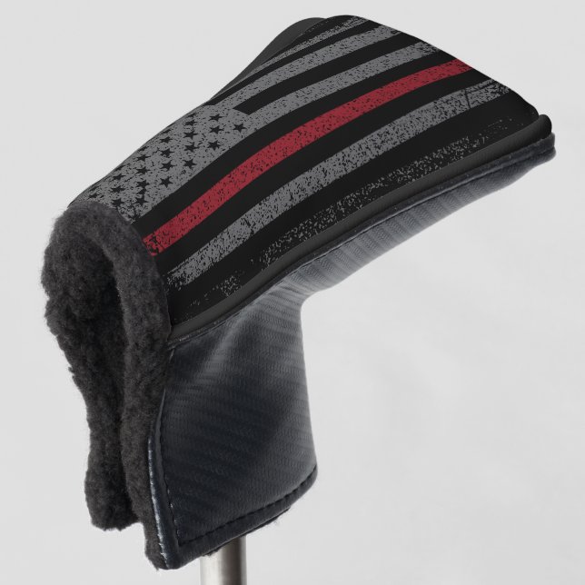Firefighter Thin Red Line American Flag Golf Head Cover (3/4 Front)