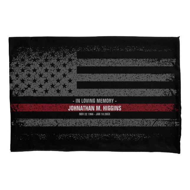 Firefighter Thin Red Line American Flag Pillowcase (Front)
