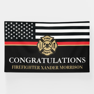 Firefighter Thin Red Line Fire Academy Graduation Banner
