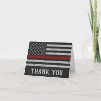 Firefighter Thin Red Line Fireman Thank You Card