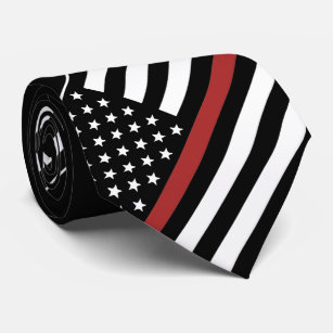 Firefighter Thin Red Line Flag Fire Department Tie