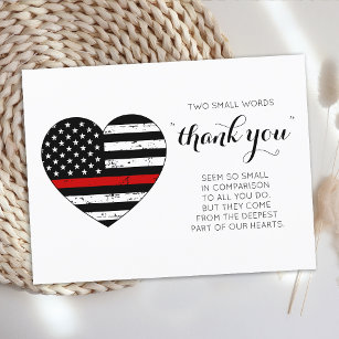 Firefighter Thin Red Line Flag Heart Thank You Postcard