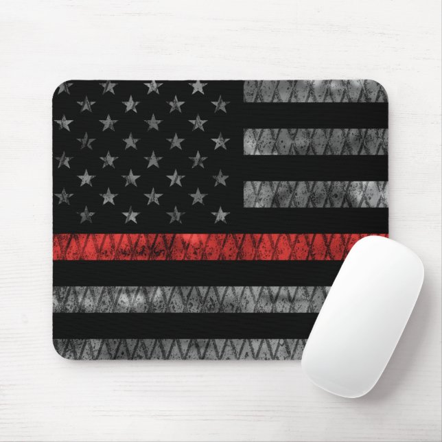 Firefighter Thin Red Line Flag Mouse Pad (With Mouse)
