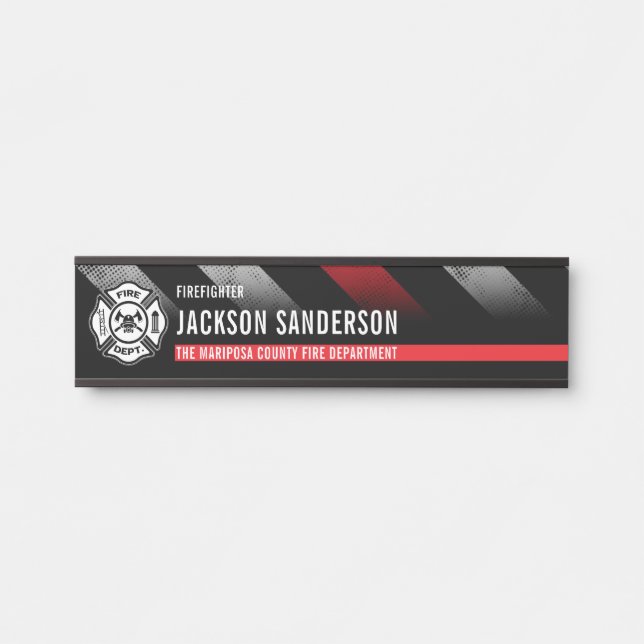 Firefighter Thin Red Line Logo Fire Department Door Sign (Front)