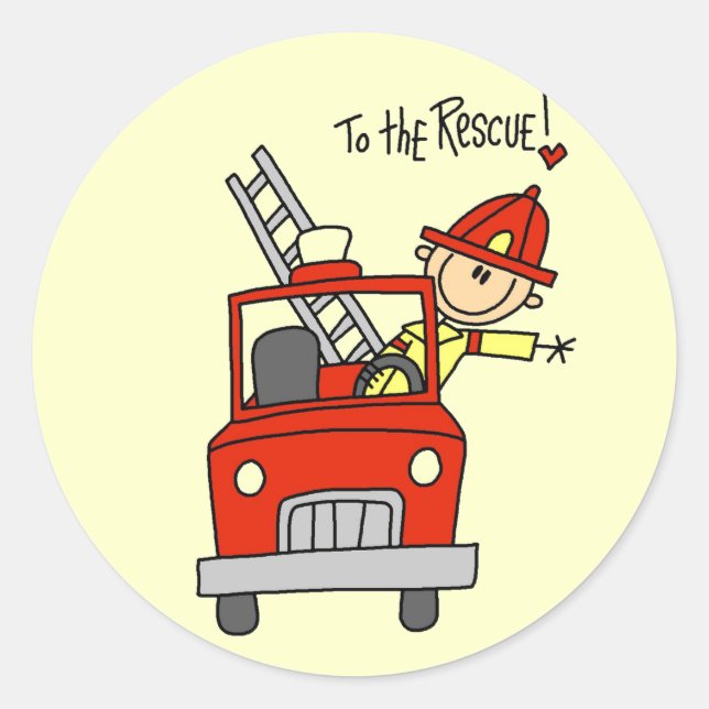 Firefighter To the Rescue Tshirts and Gifts Classic Round Sticker (Front)