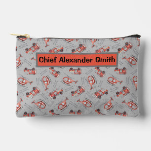 Firefighter Truck and Ladder Print Accessory Pouch