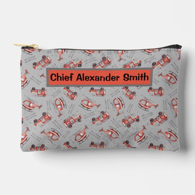 Firefighter Truck and Ladder Print  Accessory Pouch (Front)