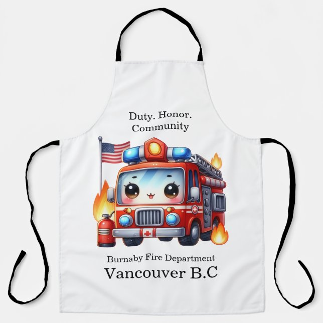 Firefighter truck answers emergency calls apron (Front)