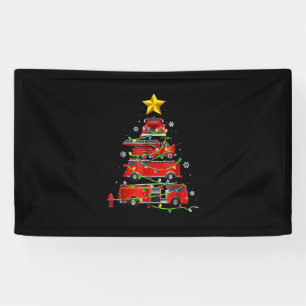 Firefighter Truck Christmas Tree Men Women Banner
