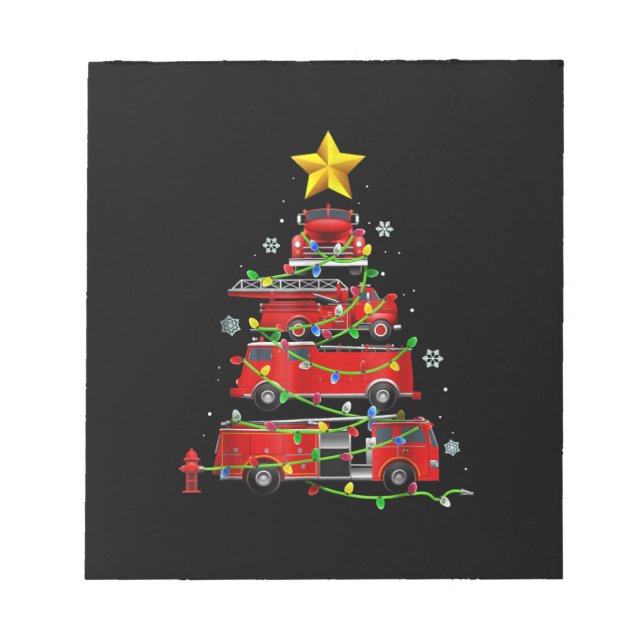 Firefighter Truck Christmas Tree Men Women Notepad (Front)