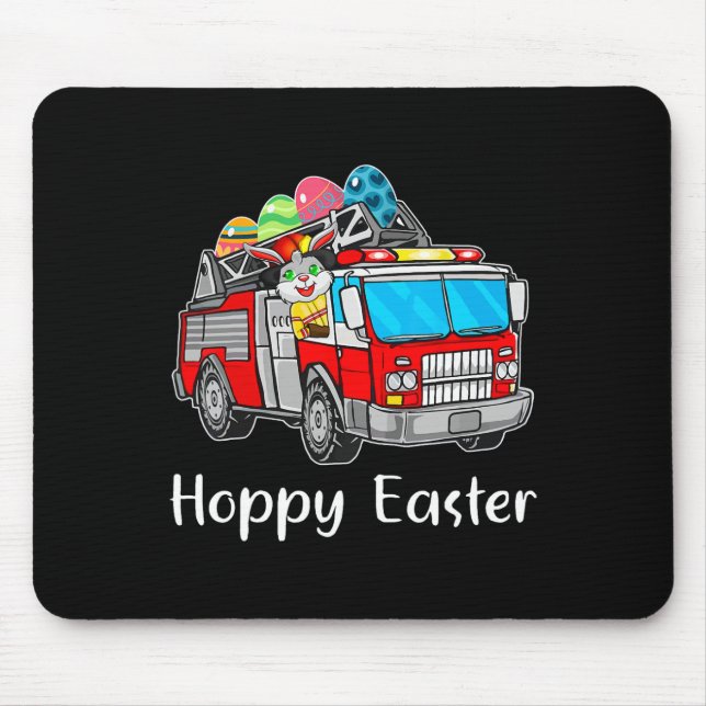 Firefighter Truck Easter Day Bunny Eggs Happy East Mouse Pad (Front)