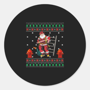 Firefighter Ugly Christmas Sweater Xmas Boys Girls Classic Round Sticker