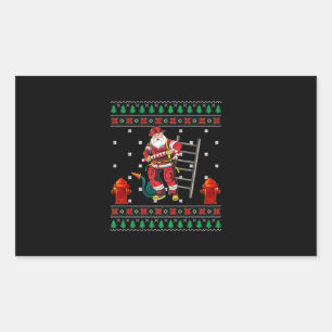 Firefighter Ugly Christmas Sweater Xmas Boys Girls Rectangular Sticker