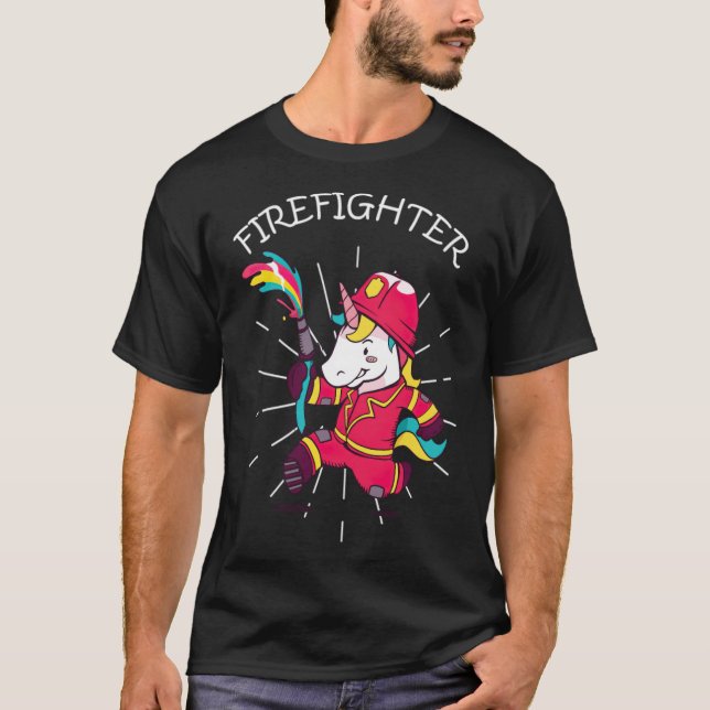 Firefighter Unicorn cute cool  T-Shirt (Front)