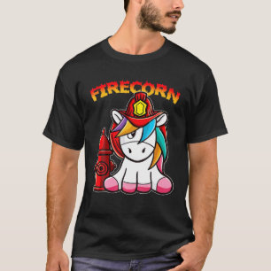 Firefighter Unicorn With Red Fireman Helmet Firefi T-Shirt