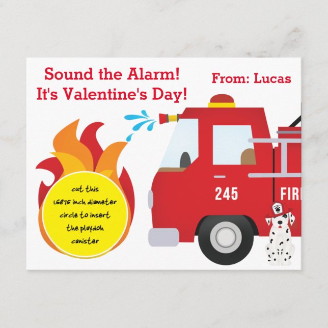 Firefighter Valentine's Play Doh gift card (Front)