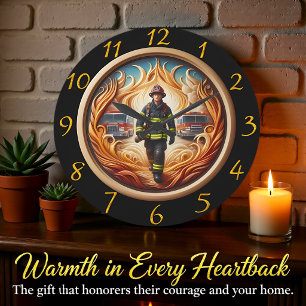 Firefighter Valor Heroic Heritage Large Clock