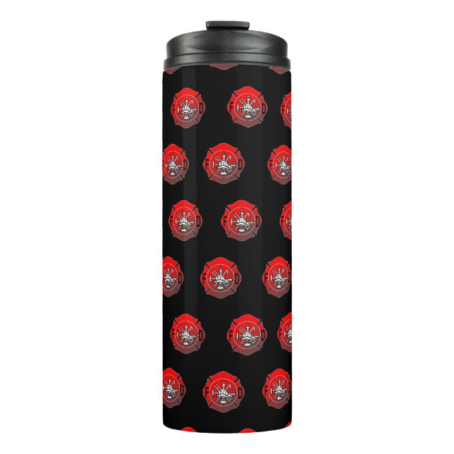 firefighter water bottle with Maltese Crosss (Front)