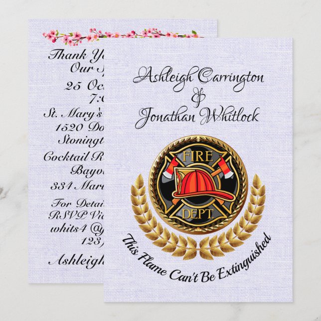 Firefighter Wedding Invitation (Front/Back)