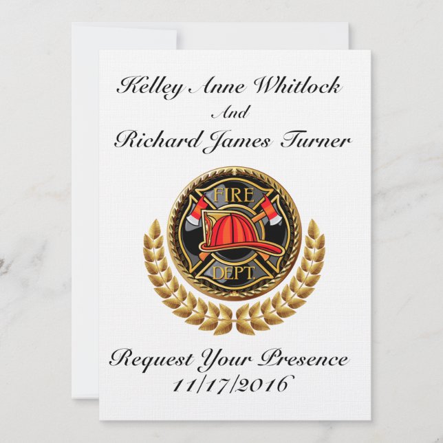 Firefighter Wedding Invitation (Front)