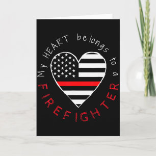 Firefighter Wife Girlfriend - Thin Red Line Heart Card