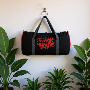 Firefighter Wife Red Text Duffle Bag