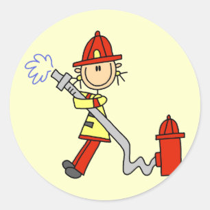 Firefighter with Hose Tshirts and Gifts Classic Round Sticker