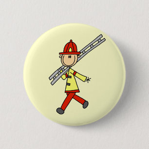 Firefighter with Ladder Tshirts and Gifts 6 Cm Round Badge
