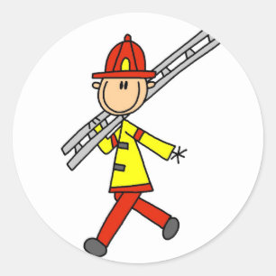 Firefighter with Ladder Tshirts and Gifts Classic Round Sticker