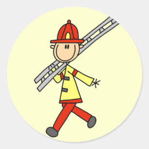 Firefighter with Ladder Tshirts and Gifts Classic Round Sticker