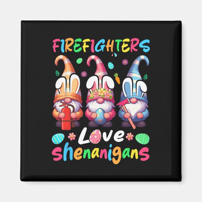 Firefighters Costume Shenanigans Lover Three Gnome Magnet (Front)