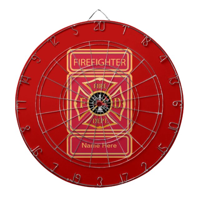 Firefighter's Custom Maltese Cross Logo Dartboard (Front)