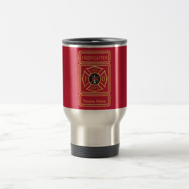 Firefighter's Custom Maltese Cross Logo Travel Mug (Center)