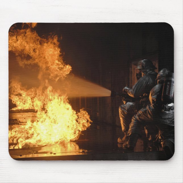 Firefighters extinguish a simulated battery fir mouse pad (Front)