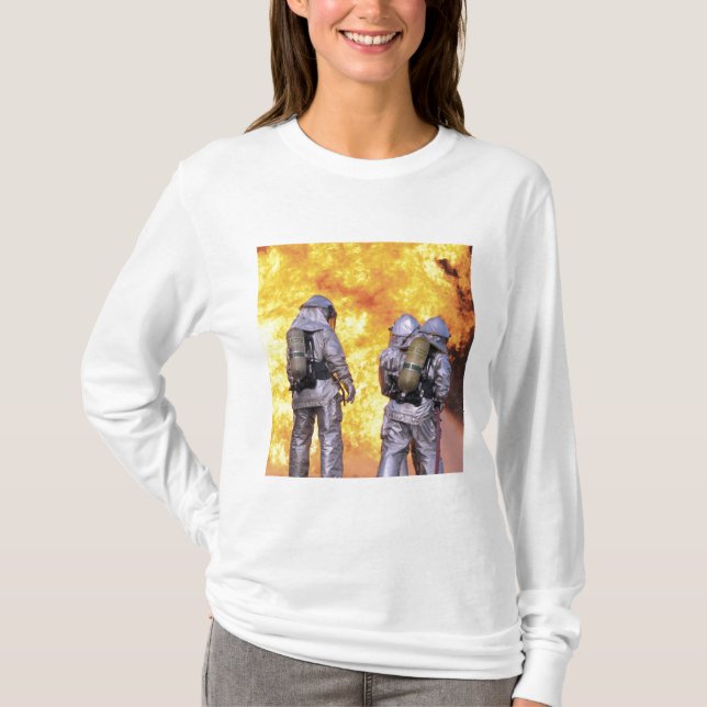 Firefighters extinguish an aircraft fire T-Shirt (Front)