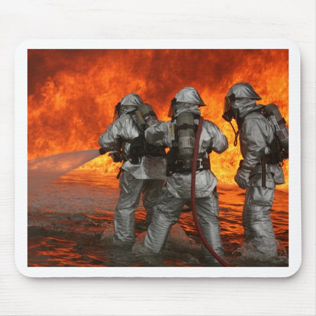 Firefighters fighting a fire mouse pad (Front)
