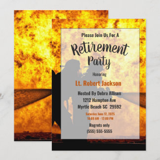 Firefighters/Fire Chief Flames Retirement Party Invitation