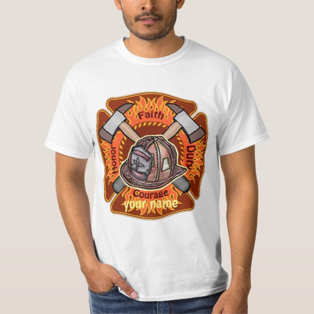 Firefighters Flames  T-Shirt (Front)