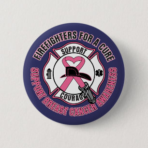 Firefighters For A Cure Breast Cancer 6 Cm Round Badge