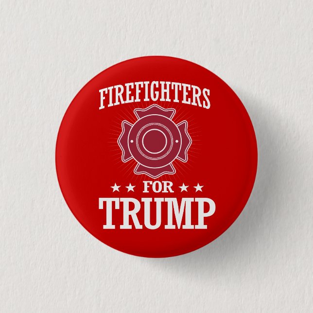 FIREFIGHTERS FOR TRUMP 3 CM ROUND BADGE (Front)