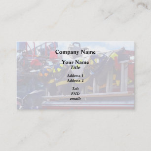 Firefighters - Helmet on Fire Truck Business Card