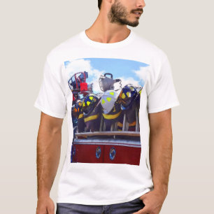 Firefighters - Helmet on Fire Truck T-Shirt