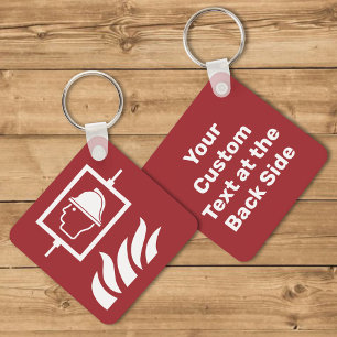 Firefighters Lift Safety Sign Key Ring