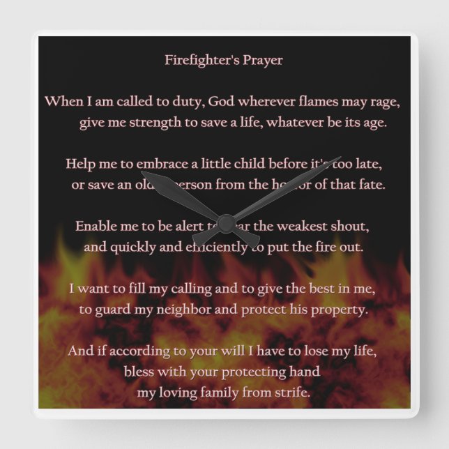 Firefighter's Prayer CLock (Front)